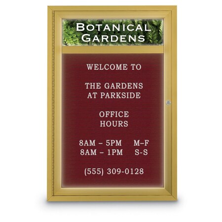 United Visual Products Indoor Enclosed Combo Board, 42"x32", Gold Frame/Wht Porc & Medium Grey UVCB4232G-WHTPORC-MEDGRY